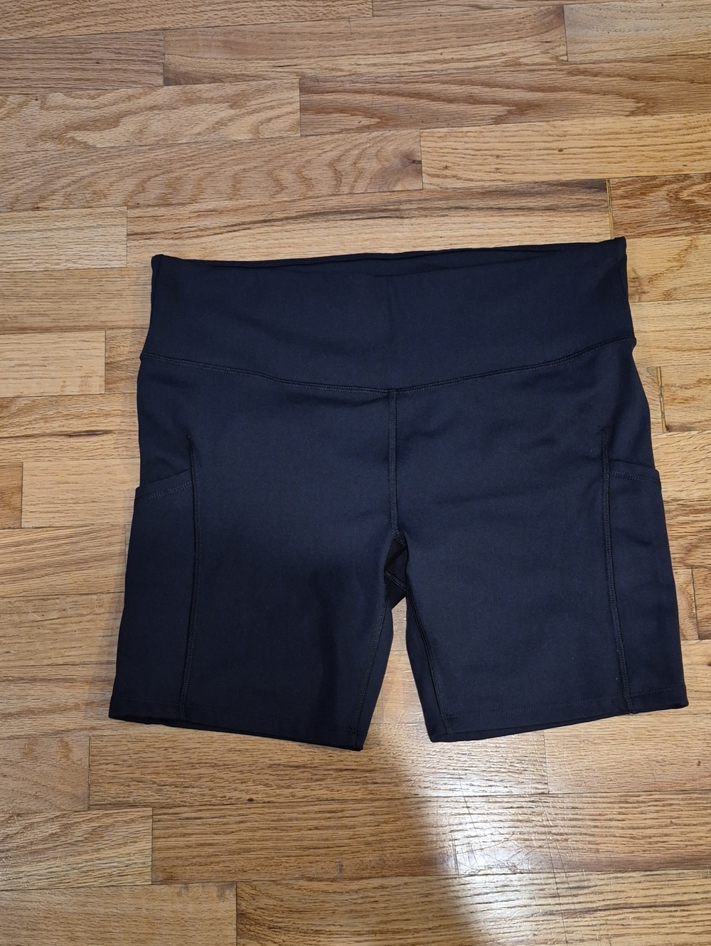 all in motion Women's Black High-Rise Bike Shorts with Side Pockets